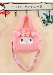 Sanrio حقيبة يد قطعة واحدة من Sanrio للشخصية الكرتونية الجميلة، حقيبة تسوق قابلة للتعديل ذات مقبض ثلاثي الأبعاد لفت