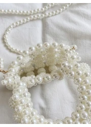 Girls Faux Pearl Beaded Square Bag