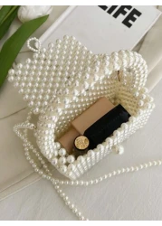1pc Beaded Handbag Fashion Pearl Small Shoulder Bag Spring Summer