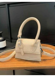 1 Pc New Style Girl s Pu Material Solid Color Letter Handbag Adjustable Shoulder Strap Can Be Shouldered Or Cross Body Magnetic Buckle Closure Fashionable Exquisite And Beautiful Simple And Versatile