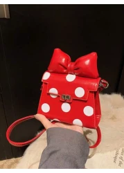 1 قطعة حقيبة شفاه صغيرة أنيقة وجميلة ذات نقوش دائرية فرنسية عصرية ذات حمالة واحدة وحمل متقاطع، مناسبة للفتيات