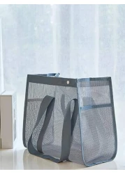 New Fashion Mesh Hollow Out Tote Bag Shoulder Bag Casual Swimwear Bag Travel Toiletry Organizer Bag With Buckle