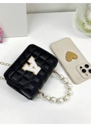1pc Letter Handbag Pu Magnetic Closure Cute And Simple Niche Style A Variety Of Styles With Sufficient Capacity Metal Chain Shoulder Strap Fashionable And Versatile Suitable For Daily Outings And Shop