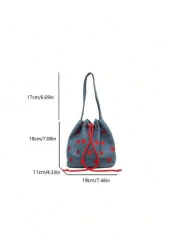 حقيبة يد بشكل قلب، حقيبة كتف، حقيبة ذو رباط كتفي من القماش الخيامي