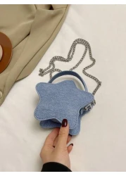 2024 Spring Summer New Solid Color Smiling Face Bag Kids Mini Chain Star Shoulder Handbag