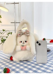 Cute Fruit Doll Tote Bag Cartoon Crossbody Bag Cartoon Cute Tote Bag Fluffy Faux Fur Shoulder Purse Small Shoulder Bag Crossbody Bag