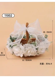 1 قطعة سلة زهور الفتاة الحسناء بشريط فراشة للأعراس، سلة رثاء أوراق زهور فتاة الزفاف المنسوجة