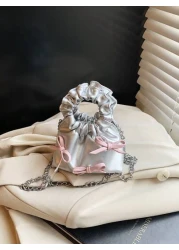 New Fashion Cloud Bag Mini Princess Bow Handbag Totes Crossbody Accessory Pouch Bow Decor Evening Bag