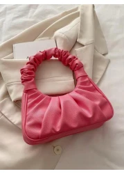 1pc Handbag Pu Magnetic New Style Pure Color Simple Ruffles Sweet Style Niche Design Fashion A Variety Of Colors Available Sufficient Capacity And Comfortable Touch Can Hold Mobile Phones Cosmetics An