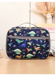 1 New Nylon Material Boy And Girl Cute Cartoon Pattern Lunch Bag Large Capacity Zipper Closure Fashionable And Casual Suitable For Daily Outings Travel And School