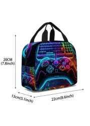 Personalized Gaming Keyboards And Controllers Lunch Bags Insulated Tote Bags Portable Handbags Tote Ice Bags Lunch Bags Multifunctional Lunch Bags Insulated Bags For Boy And Girl For Work Travel And P