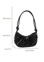 Fashion Solid Color Cloud Wrinkled PU Women s Handbag Simple And Sweet Style Crossbody Bag Suitable For Shopping Wallets Students Young Women And Professional Women Very Suitable For Office University