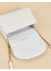 1pc Kids Girls Quilted Handbag With Butterfly Pearl Decor Fashionable Shoulder Bag