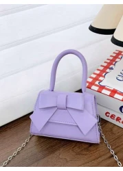 1pc Pu Magnet Closure Mini Fashion Cartoon Cute Sweet Bow Handbag Niche Design For Out To Play Change Lipstick Bag Korean Chain Shoulder Messenger Bag Suitable For Out School Commuting Daily Use Is A