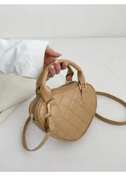 1pc Pu Zipper Closure Fashion Sweet Fresh Heart Shaped Quilted Handbag Versatile Casual Bag Niche Design Adjustable Shoulder Strap Versatile Not Picky Ideal Holiday Gift Suitable For Daily Use To Atte