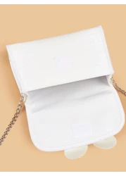 1 حقيبة كتف من جلد ملمع بنمط التمساح والفراشة الجميلة مناسبة للفتيات، لجميع المواسم للاستخدام اليومي