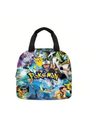 pokemon 3D Printed Pet Cartoon Large Capacity Portable Lunch Bag With Work Insulation Belt And Children s Meal Bag