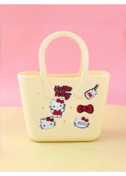Sanrio Hello Kitty Cute Cartoon Colorful Perforated DIY Silicone Handbag Student Storage Bag School Bag Beach Bag For Children