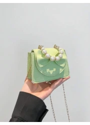 1pc Handbag Pu Flip Top Opening And Closing New Mini Sweet Bow Hot Selling Exquisite Small Square Bag Ins Summer Fashion Handbag Messenger Bag Suitable For Daily Travel And Shopping It Is A Perfect Gi