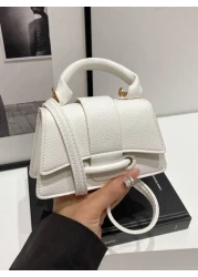 1pc Pu Magnetic Buckle Fashion Solid Color Lychee Pattern Handbag Niche Design Stylish Shoulder Crossbody Bag Suitable For Various Occasions Adjustable Shoulder Strap Is Versatile And Not Fussy Suitab