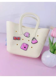 1pc Children s New Solid Color Letter Detachable Silicone DIY Handbag