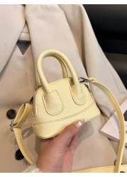 1pc Ins Fashion Girl s Bag 2025 New Cute Candy Color Mini Shell Bag Litchi Pattern Pu Messenger Bag Suitable For Daily Use