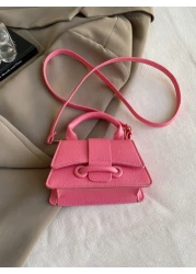 1 قطعة حقيبة يد ذات إغلاق مغناطيسي من البولي يوريثان بتصميم جلد التفاح ذات موحد اللون موضي، تصميم فريد من نوعه