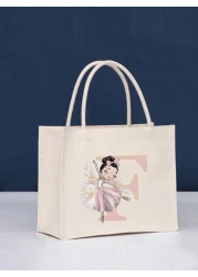 حقيبة يد ذات طبعة راقصة البالية الوردية، متعددة الوظائف ، خفيفة الوزن للسفر اليومي، العطلات ، التسوق الخارجي