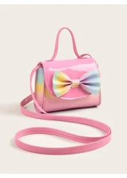 حقيبة كروسبودي دائرية صغيرة بشكل ورق الدبلوماسي في طبعة شطرنج هولوغرافية مع عقدة جذابة للفتيات، محفظة للعملا