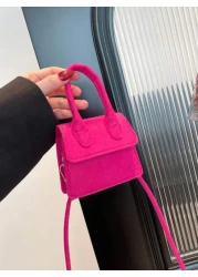 قطعة واحدة حقيبة صغيرة صغيرة جذابة بمغناطيس للفتح والإغلاق، كاجوال عملية متنوعة على الكتف من لون واحد ، حقيبة