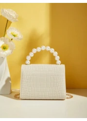 حقيبة محمولة بحلية تزيين من اللؤلؤ الاصطناعي مناسبة للهدايا، حقيبة كروس صغيرة وجميلة