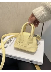 1pc Litchi Pattern Small Shell Children s Candy Color Mini Crossbody Lipstick Bag Crossbody Coin Purse Comfortable Fabric Light And Compact The Internal Space Is Very Open Suitable For Daily Use