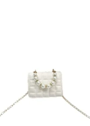 1pc Mini Girl s Gingham PU Flap Bag Versatile Pearl Handbag For Daily Use