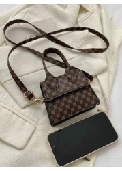 1pc Mini Solid Color Crocodile Embossed PU Flap Handbag Shoulder Bag Multi Color Options Suitable For Daily Use