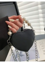 Stylish Cute And Elegant Love Mini Bag Available In Burgundy Pink Black And White Colors Pearl Handbag Shoulder Crossbody Bag Lipstick Coin Purse Perfect For Daily Outings Christmas Spring Festival An