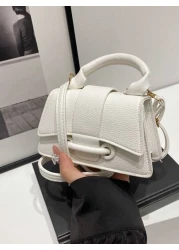 1pc Lychee Pattern Stylish Drawstring Handbag Niche Design Elegant Crossbody Small Square Bag Casual Versatile Large Capacity Internal Space Is Very Spacious Suitable For Daily Use