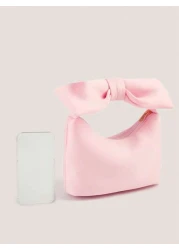 1pc Feminine Bow Decor Cloud Shape Tote Bag Small Handbag With Wrist Strap Soft Minimal Design Versatile