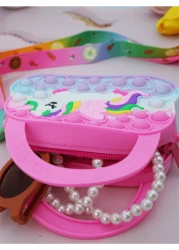 Heart Shaped Tote Bag Silicone Crossbody Bag Unicorn Wallet Stress Relief Waterproof Durable Storage Pouch