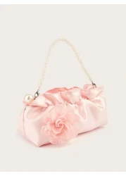 1pc Ruffle Cloud Mobile Phone Coin Purse Floral Pearl Hand Held Clutch Bag