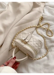 1pc Rhinestone Embroidery Mini Handbag Personalized Creative Chain Bag Lipstick Bag Crossbody Small Square Bag Comfortable Fabric Light And Large Capacity Adjustable Shoulder Strap The Internal Space