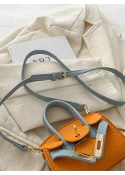 1 Pc New Model Girl s Fashion Retro Color Matching Handbag Pu Material Twist Lock Closure Crossbody Bag Simple And Elegant Casual And Versatile A Must Have For Daily Travel