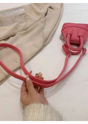 1pc Litchi Pattern Small Shell Children s Candy Color Mini Crossbody Lipstick Bag Crossbody Coin Purse Comfortable Fabric Light And Compact The Internal Space Is Very Open Suitable For Daily Use When