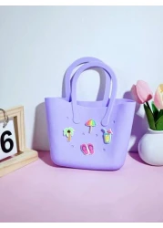 1pc Silicone Hollow Tote Bag For DIY Parent Child Storage Beach Use Suitable For Carrying Phone Messenger Bag Maternity Bag