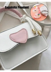1 Pc Mini Girls Heart Shaped Color Block PU Fashion Shoulder Handbag Crossbody Bag Suitable For Daily Use