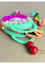 حقيبة يد بشكل قلب، حقيبة كروسبودي من السيليكون، محفظة وحيد القرن - مخفف للتوتر، مقاوم للماء، جيب تخزين قوي - سل