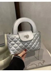 1pc New Cute Girl Niche High End Pu Crossbody Bag And Fashionable New Bag Fresh And Dopamine Color Matching Youthful Girl Style Can Be Cross Body Metal Chain Bag Casual And Fashionable Very Suitable F