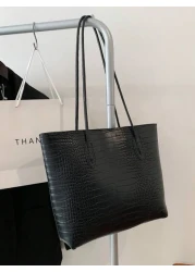 Lightweight Business Casual Crocodile Embossed Shoulder Tote Bag With Coin Purse For Teen Girls Women College Students Rookies White Collar Workers Perfect For Office College Work Business Commute Out