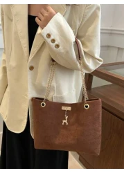 حقيبة كتف مشد كبيرة السعة من البوليستر بزخرفة غزلان، مناسبة للنساء للاستخدام اليومي