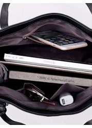 Ladies Solid Pu Leather Shoulder Bag With Tassel Decoration Tote Style School Bag Portable Business Casual For Teen Girls Women College Students Boys And Men College Middle School High School Outdoors