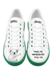 Dogo Women's Vegan Leather White Sneakers - Koala Hug Design